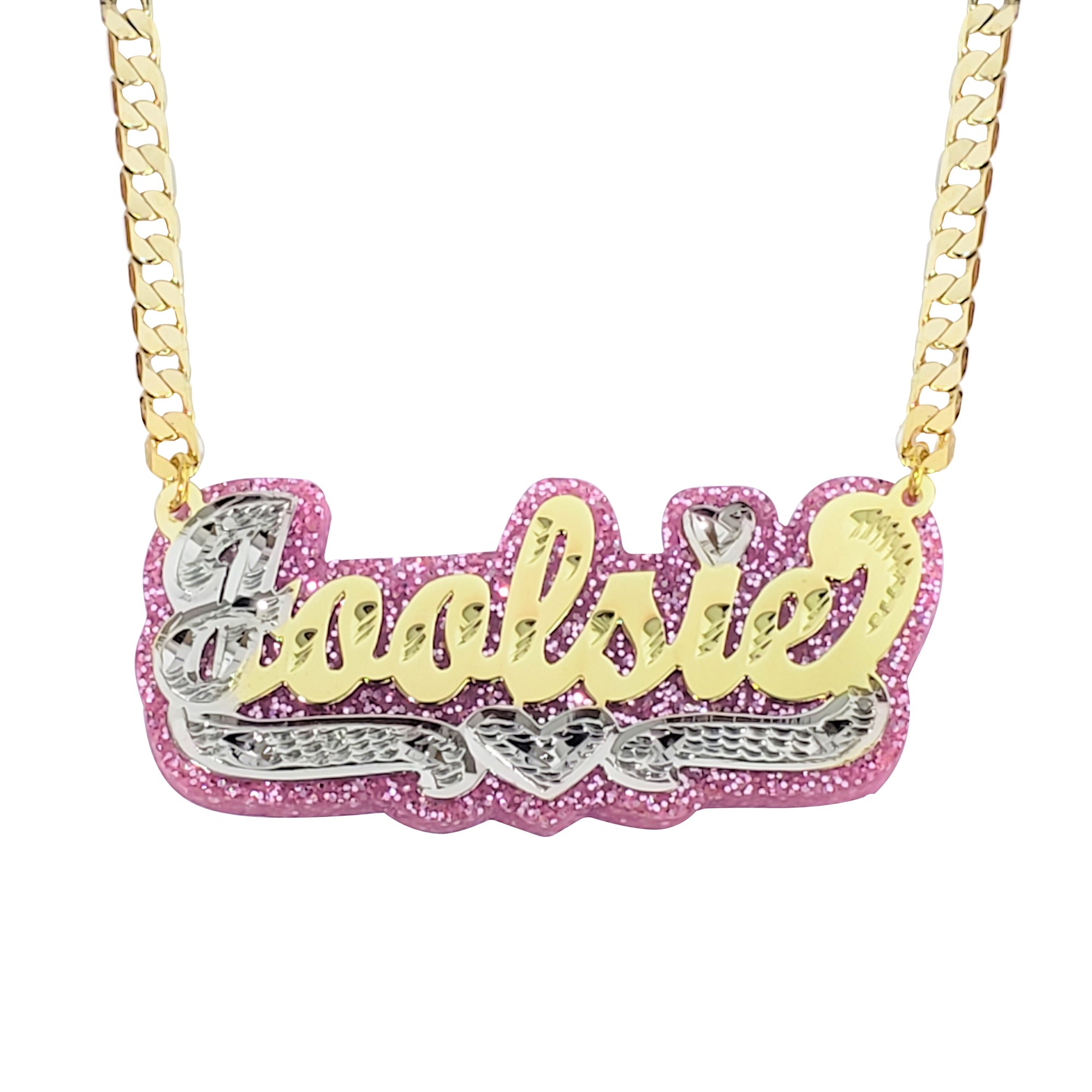 Personalized Glitter Color Background Name Necklace | Personalized Name  Jewelry | Joolsie Corp