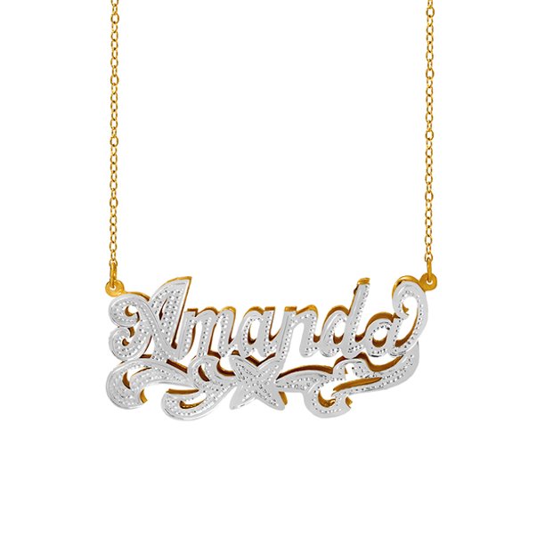 Double Plated 3D Full Pave Star Name Necklace