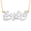 Personalized Double Plated 3D White Pave Wave Name Necklace