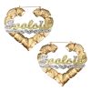 Personalized Heart Bamboo Name Earrings