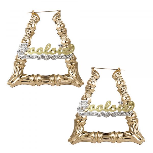 Personalized Knockers Bamboo Name Earrings