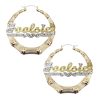 Personalized Large 3:00" Round Name Bamboo Earrings
