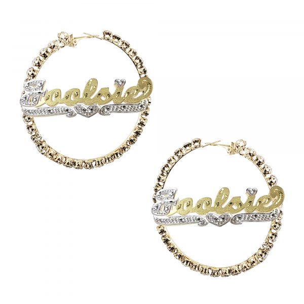 Personalized Crystal Stud Hoop Name Earrings