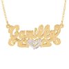 Double Plated 3D Mirror Finish Triple Heart Name Necklace