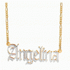 Double Plated 3D Full Pave Old English Name Necklace