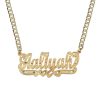 Single Plate Full Pave Heart Name Necklace