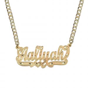 Single Plate Full Pave Heart Name Necklace