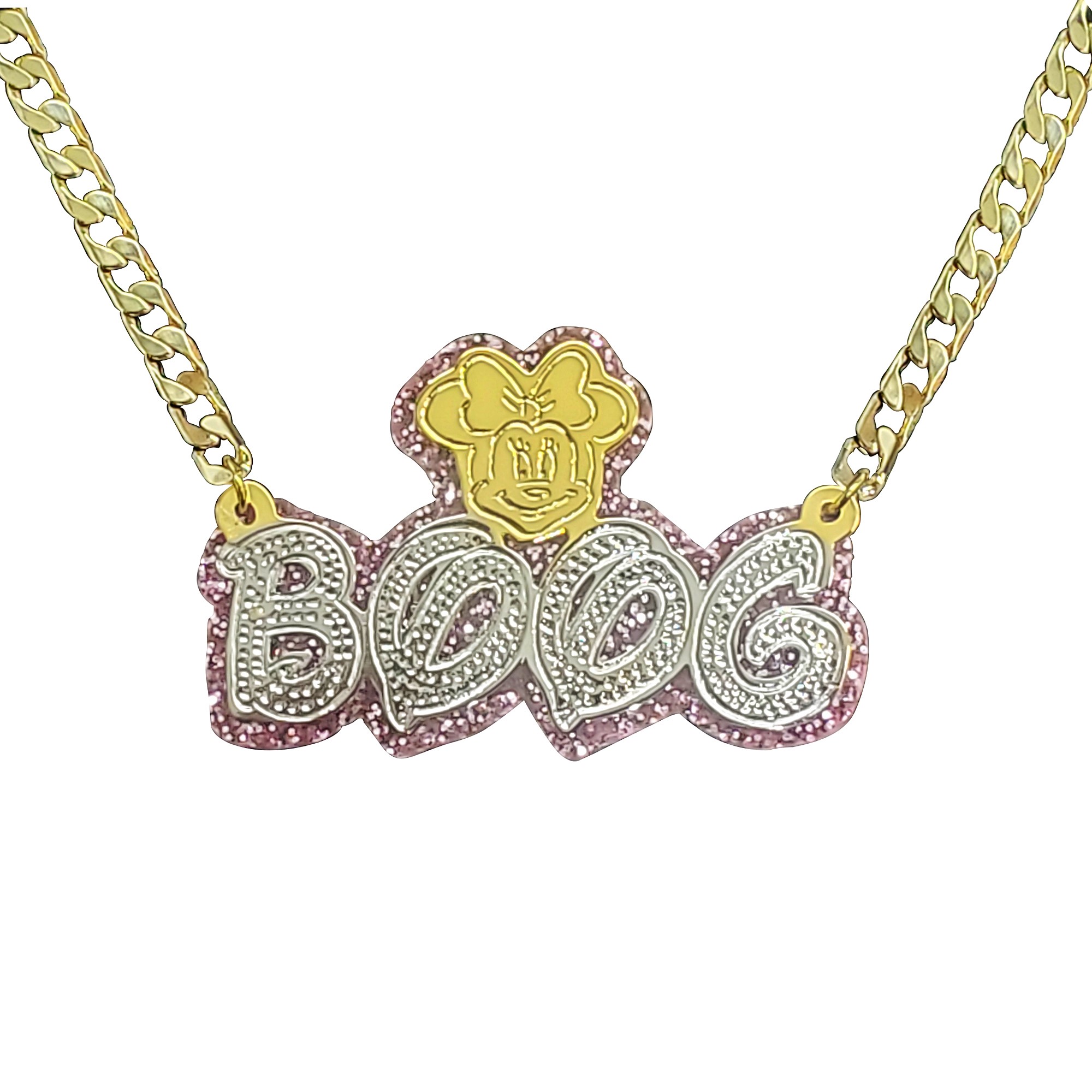 Personalized Glitter Color Background Character Name Necklace