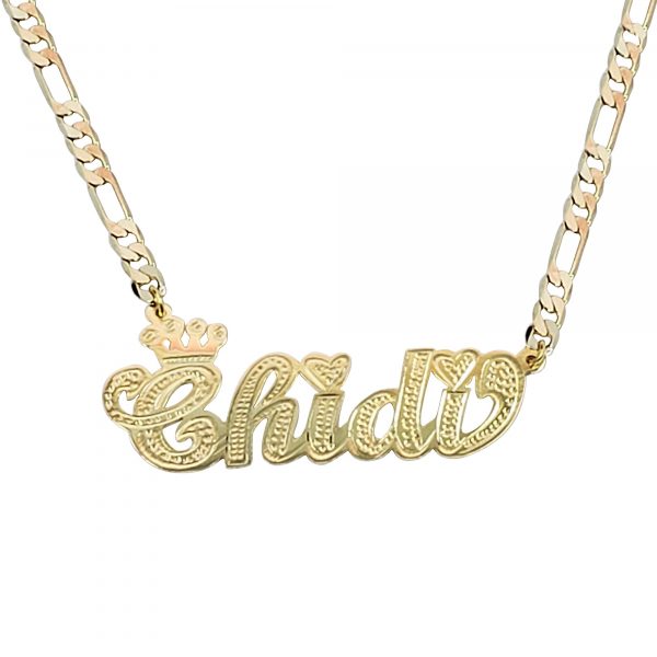 Personalized Single Plate Initial Crown Name Necklace