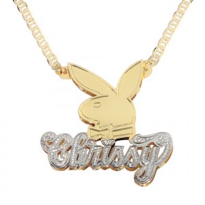 Personalized Bunny Double plated 3D Name Necklace