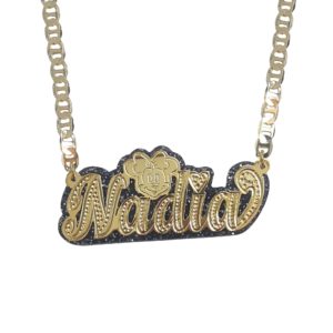 Personalized Glitter Color Back Character Name Necklace
