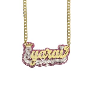 Personalized Glitter Color Background Crown Name Necklace