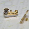 Straight Tail Crown Script Double Plated Name Studs
