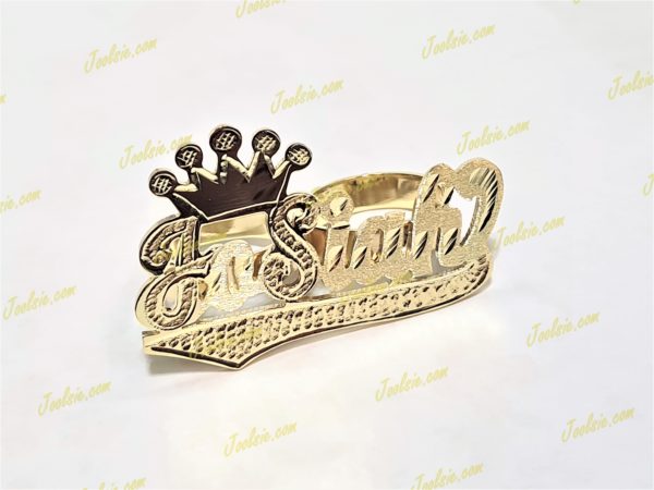 Double 2 Finger Crown Name Ring