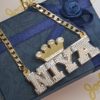 Full Diamond Cut Double Plated Crown Unisex Name Necklace