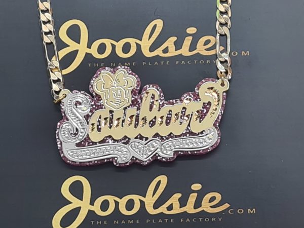 Personalized Glitter Color Back Character Name Necklace