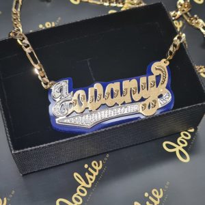 Personalized Gold Color Background Unisex Name Necklace