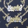 Kids / Adult Gold Single Plate Name Necklace / Bracelet Set