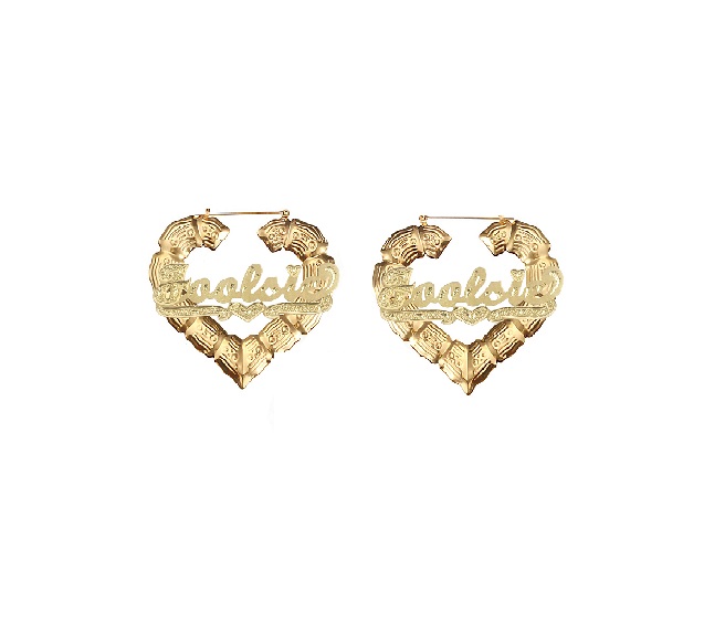 Baby Heart Bamboo Name Earrings | Personalized Name Jewelry | Joolsie Corp